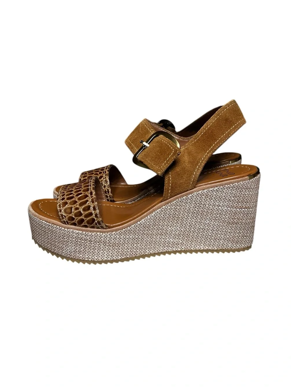 🌻NEW w/box Donald Pliner Imani Wedge Sandal Leather Platform Buckle Comfort 8.5